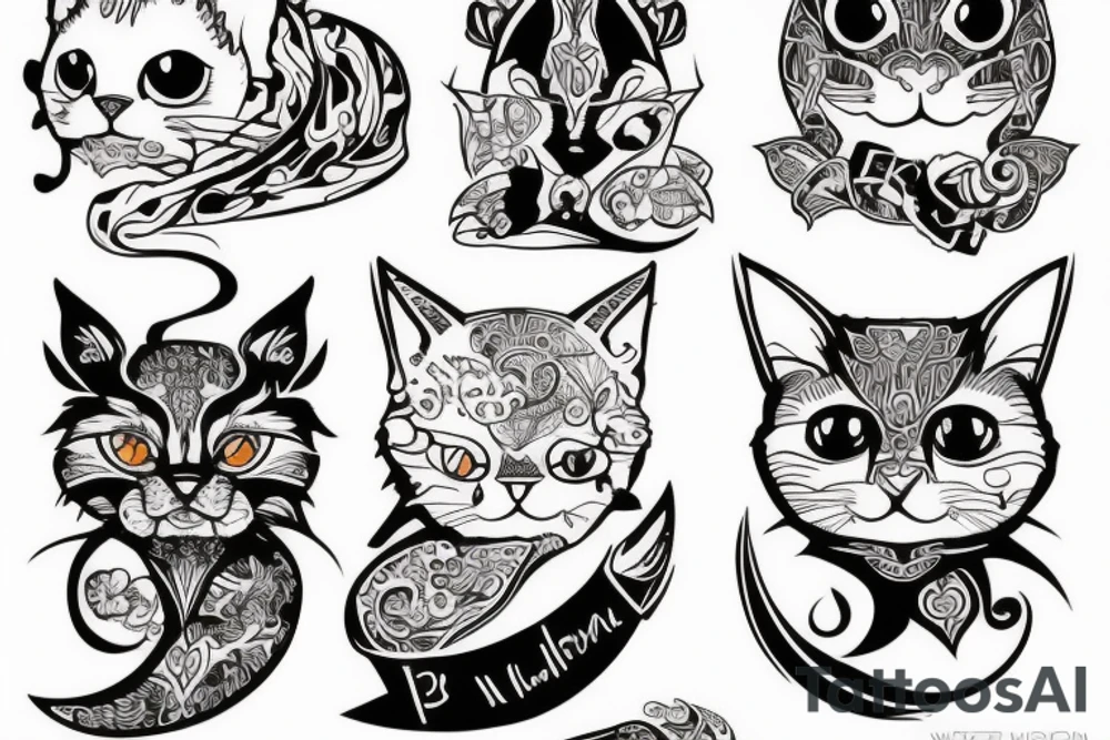 Демон с котом на руках tattoo idea