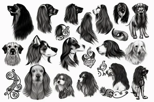 shivava dog with long hair tattoo idea