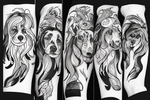 shivava dog with long hair tattoo idea