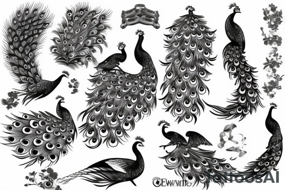 Elegant peacock bird tattoo idea