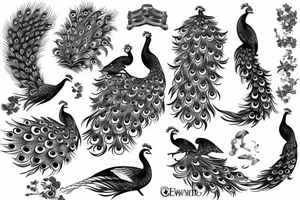 Elegant peacock bird tattoo idea