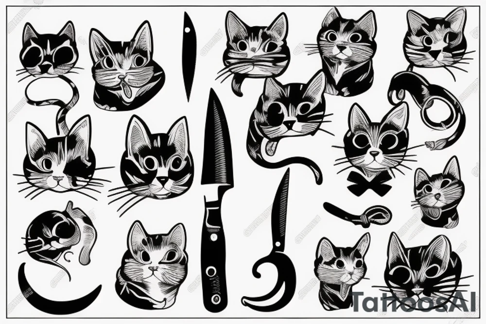 Cat withe knife tattoo idea