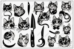 Cat withe knife tattoo idea