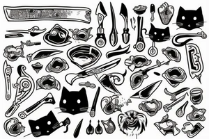 Cat withe knife tattoo idea