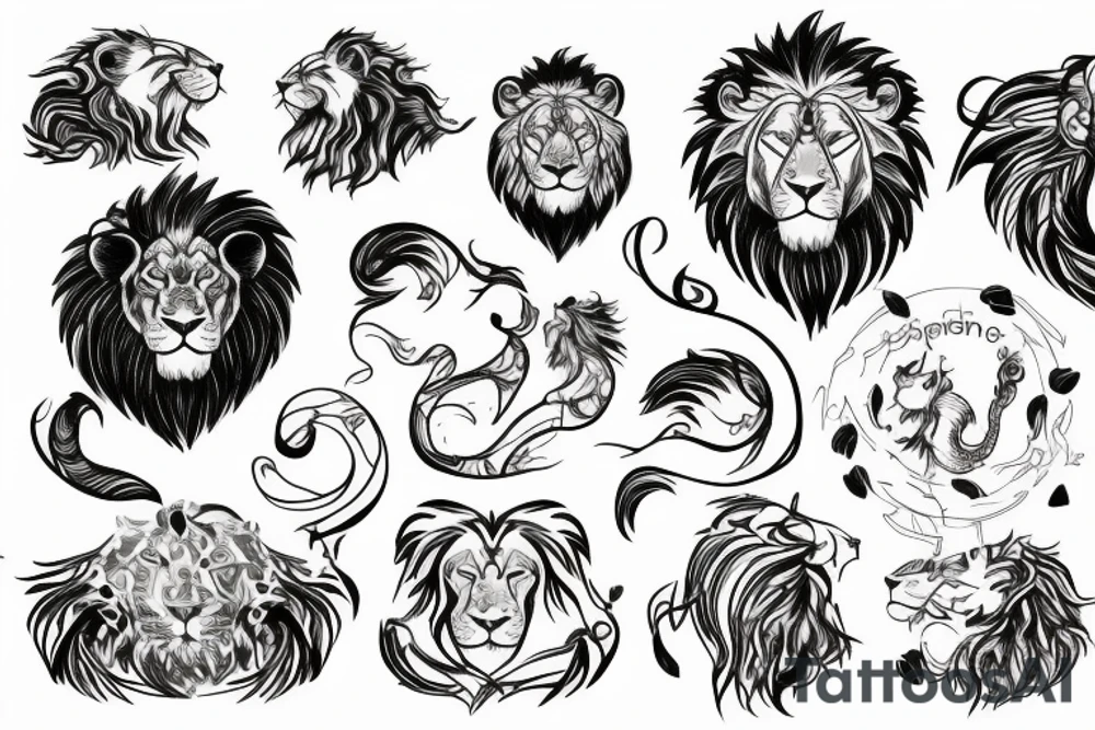 4 elemental with lion tattoo idea