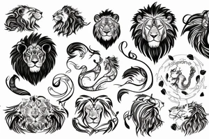 4 elemental with lion tattoo idea