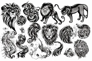 4 elemental with lion tattoo idea