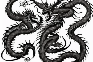 Black dragon with cheese words tattoo idea