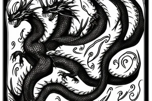Black dragon with cheese words tattoo idea