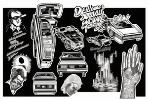 Delorean Name is synthwave model tattoo idea