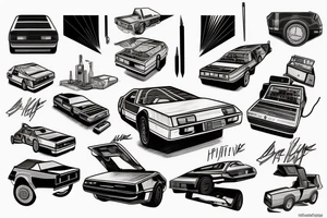 Delorean Name is synthwave model tattoo idea