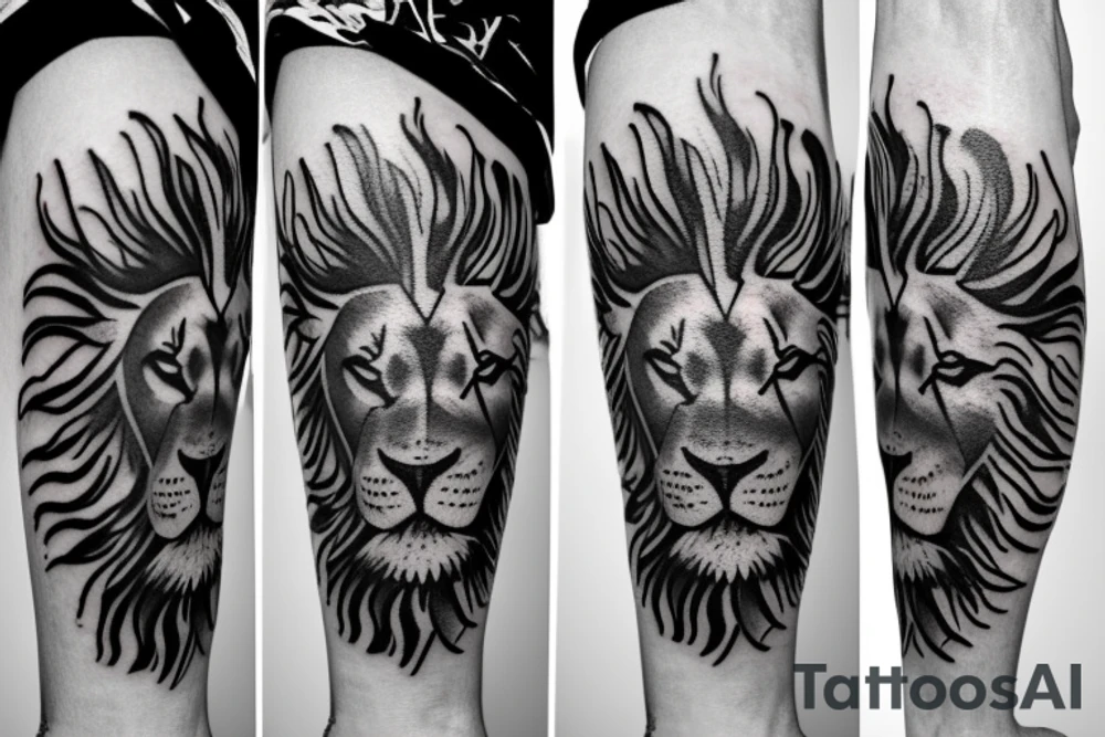 lion and sun flag tattoo idea
