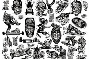Devil on skateboard tattoo idea