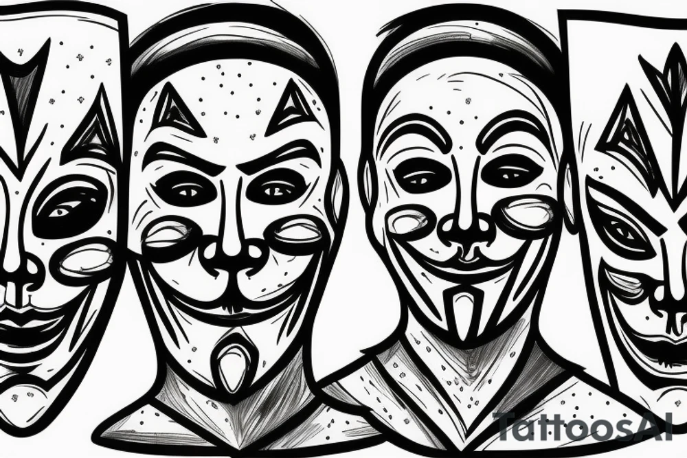 anonymous mask with laugh tattoo idea