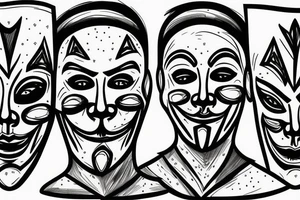 anonymous mask with laugh tattoo idea