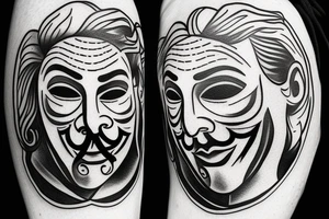 anonymous mask with laugh tattoo idea