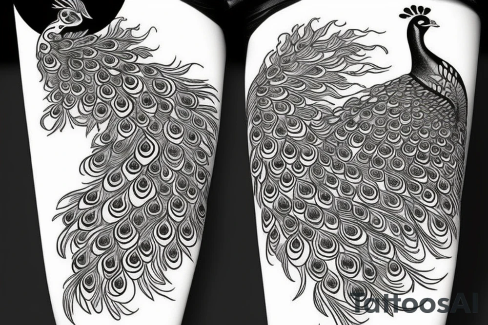 peacock bird with kimono tattoo idea