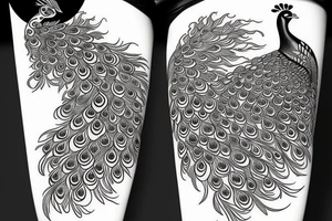 peacock bird with kimono tattoo idea