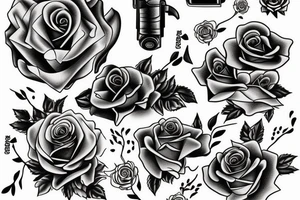 A pistol with a rose in its barrel tattoo idea
