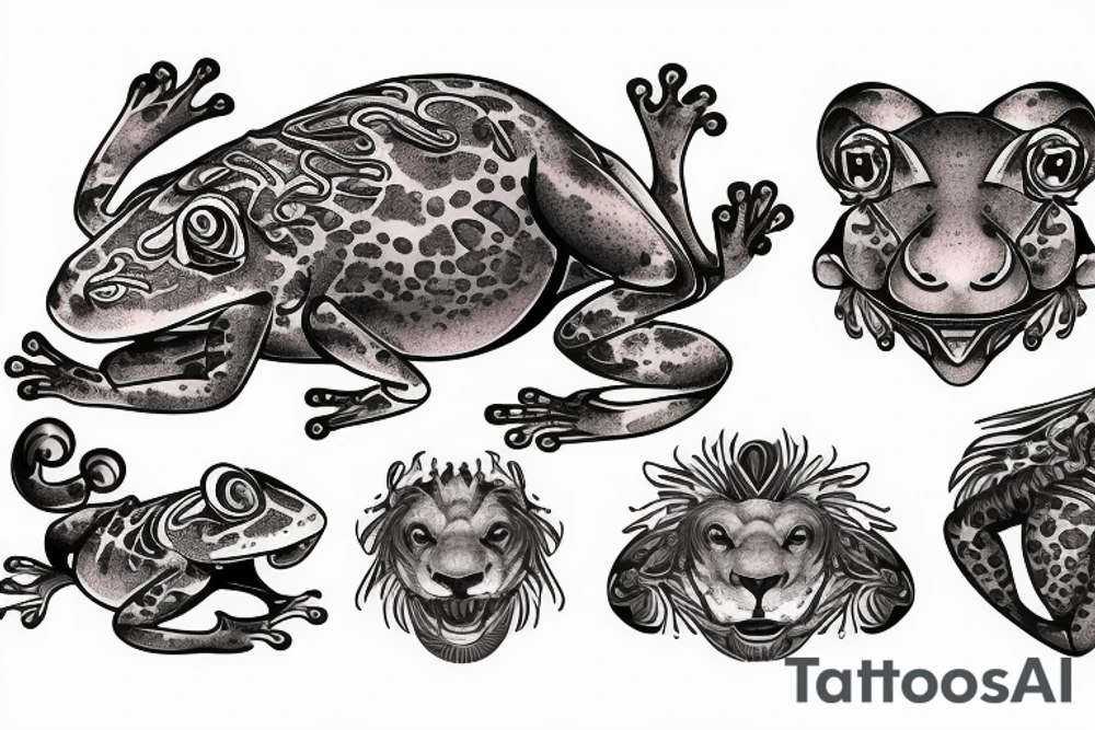 lion frog tattoo idea