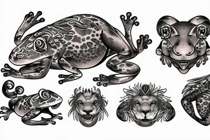 lion frog tattoo idea