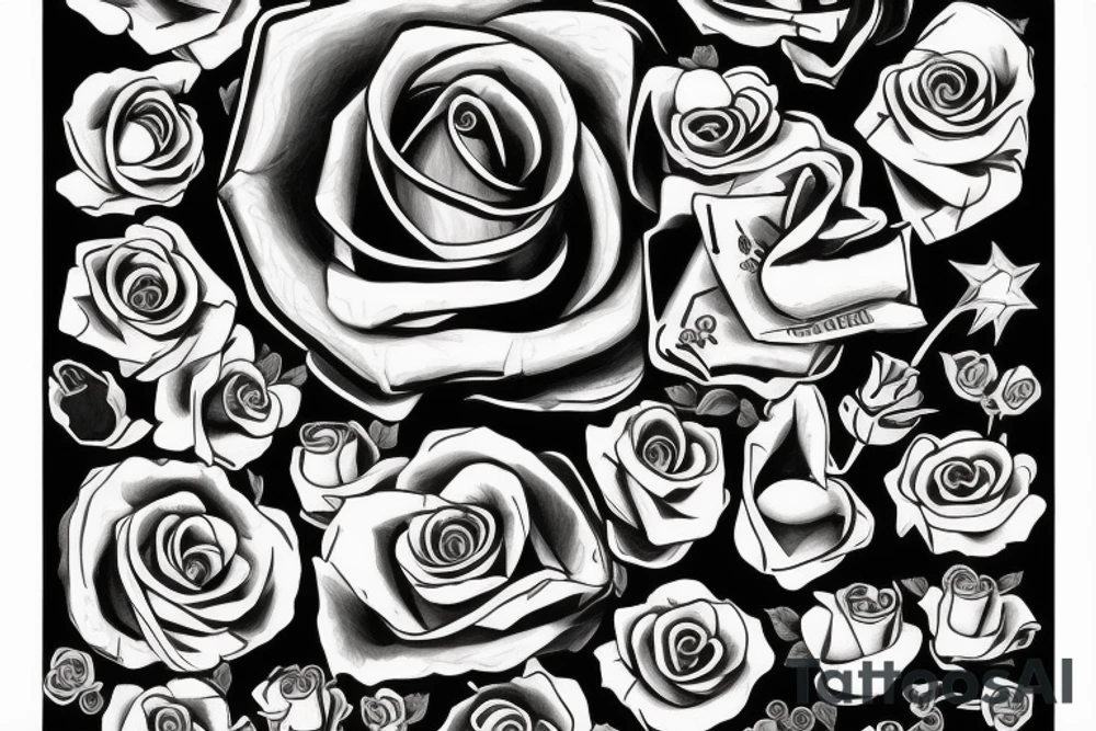 A pistol with a rose in its barrel tattoo idea