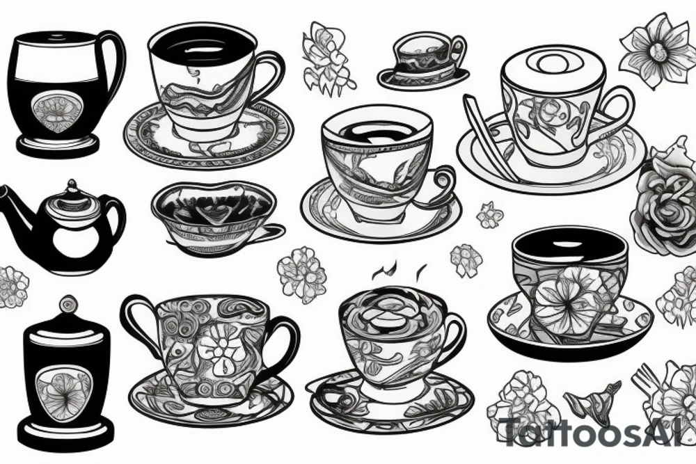 Cup of tea used as a boat tattoo idea