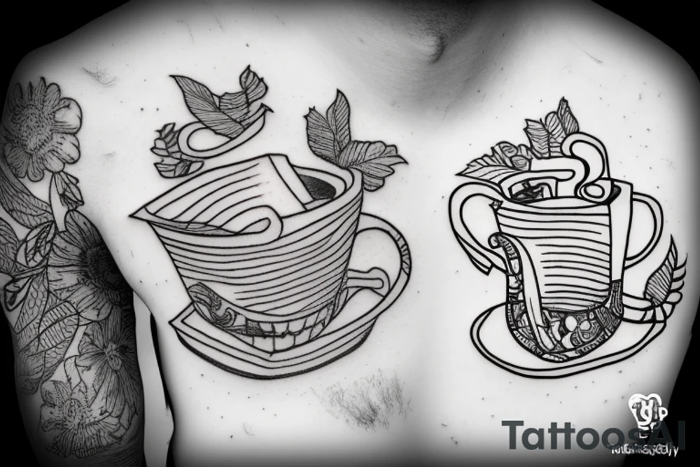 Cup of tea used as a boat tattoo idea