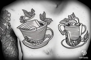 Cup of tea used as a boat tattoo idea