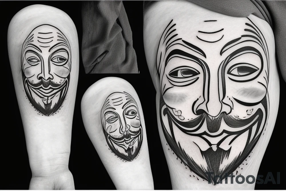anonymous mask with laugh tattoo idea