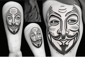 anonymous mask with laugh tattoo idea