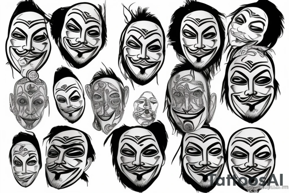 anonymous mask with laugh tattoo idea