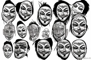 anonymous mask with laugh tattoo idea