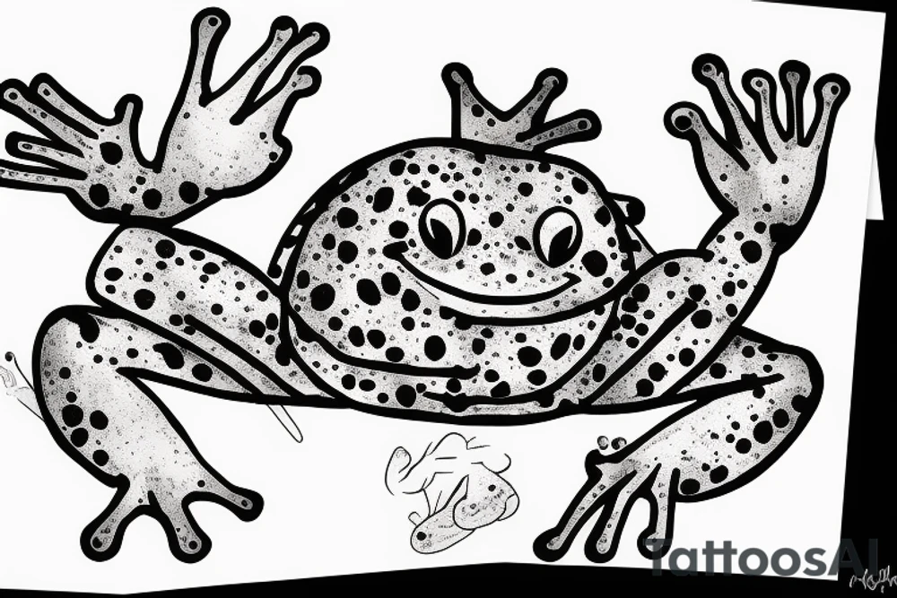 A cute frog sticking out his head and hand from an edge tattoo idea