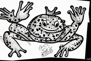 A cute frog sticking out his head and hand from an edge tattoo idea