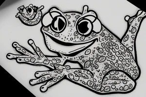A cute frog sticking out his head and hand from an edge tattoo idea