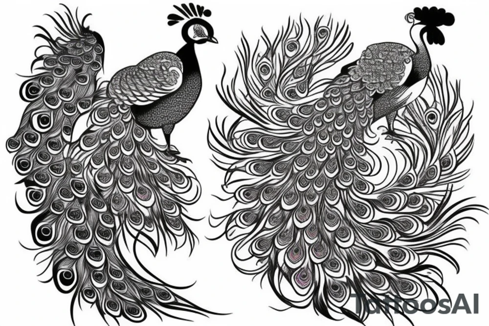 peacock bird with kimono tattoo idea