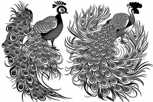 peacock bird with kimono tattoo idea