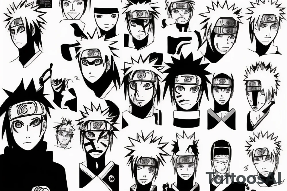 naruto and sasuke half face tattoo idea