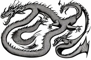 A dragon eating an fish tattoo idea