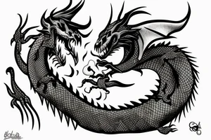 A dragon eating an fish tattoo idea