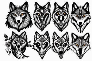A wolf with a rose in mouth tattoo idea