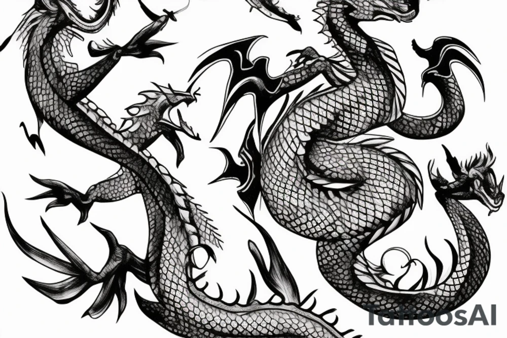 A dragon eating a fish tattoo idea