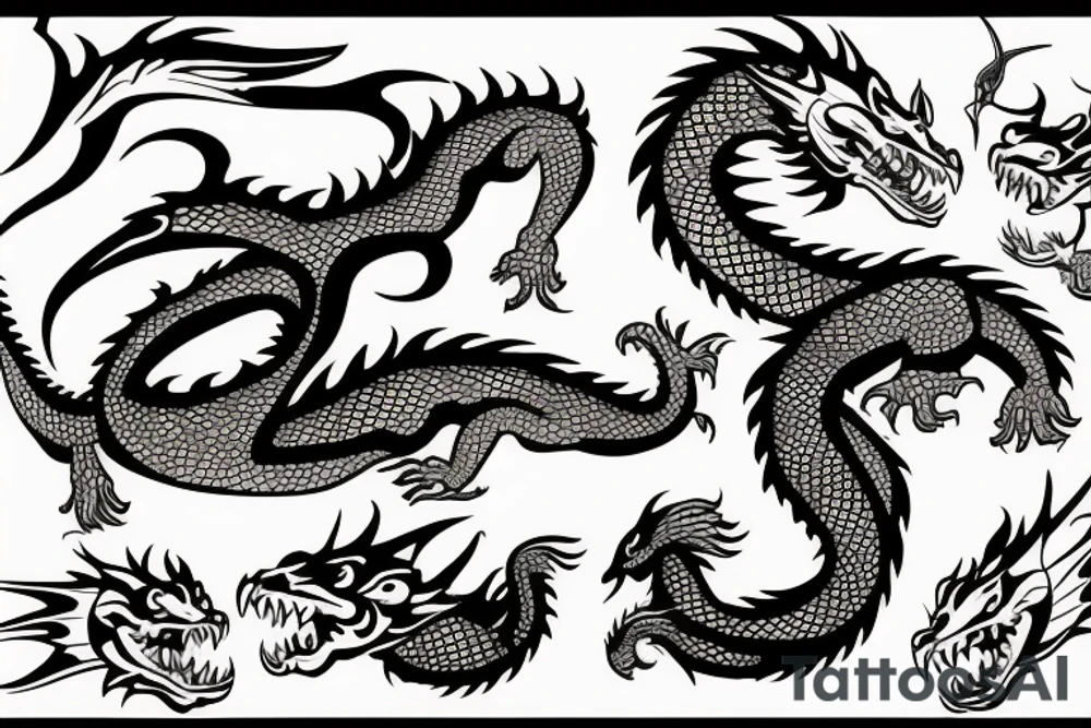 A dragon eating a fish tattoo idea