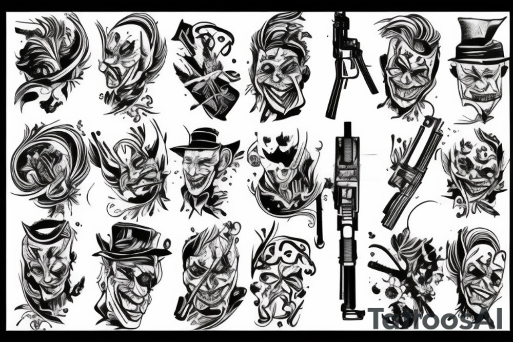 joker with AK47 tattoo idea