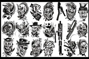 joker with AK47 tattoo idea