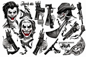 joker with AK47 tattoo idea