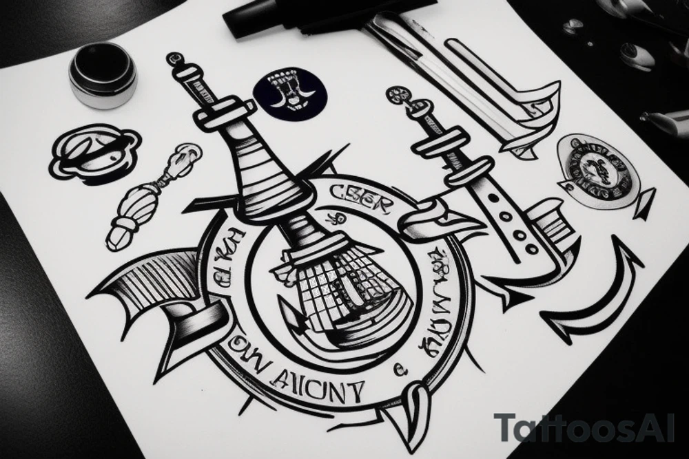 Navy anchor chef officer tattoo idea
