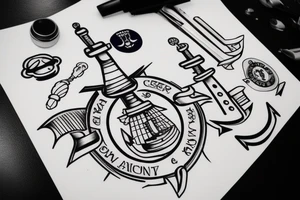Navy anchor chef officer tattoo idea