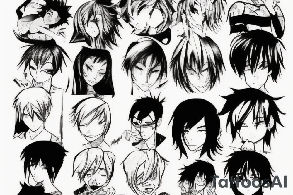 funny anime boys tattoo idea